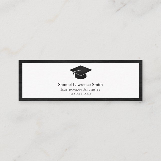 Modern Graduate Class of Name Card Insert Black (Front)