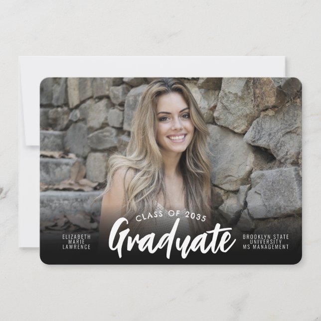 Modern Graduate Class of Year Photo Graduation Announcement (Front)