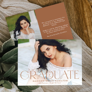 Modern Graduate Clay Typography 2 Photo Graduation Announcement