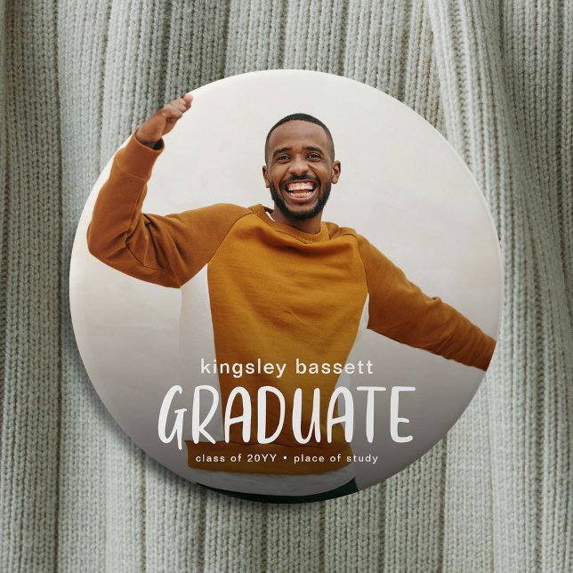 Modern GRADUATE custom photo Graduation 7.5 Cm Round Badge (Creator Uploaded)