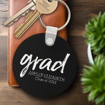 Modern Graduate Custom Trendy Black Grad Key Ring<br><div class="desc">A modern,  minimal design for a graduation celebration. Add your graduate's custom text to the black and white design to make a memento or a graduation party favour.</div>