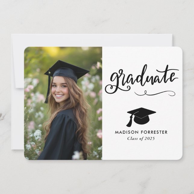  Modern Graduate Elegant Script Invitation (Front)