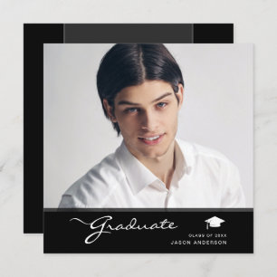 Modern Graduate   Elegant Script Trendy 1 Photo Announcement