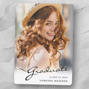 Modern Graduate   Elegant Script Trendy Photo Announcement