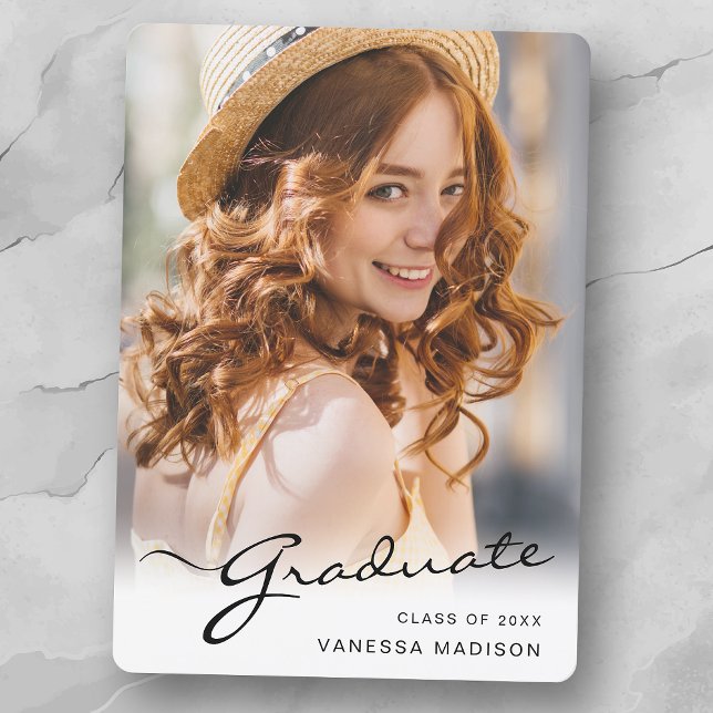 Modern Graduate | Elegant Script Trendy Photo Announcement (Creator Uploaded)