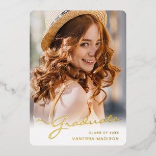 Modern Graduate Elegant Script Trendy Photo Card