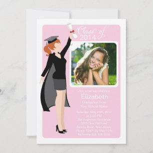 Modern Graduate Girl Photo Graduation Party Invite