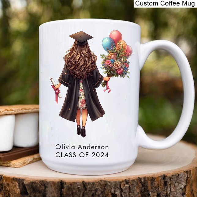 Modern Graduate Girl Watercolor Graduation Coffee Mug (Modern Graduate Girl Watercolor Graduation Coffee Mug)