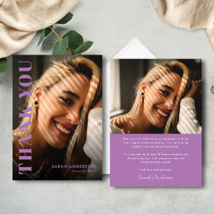 Modern Graduate Lavender Purple Photo Graduation Thank You Card