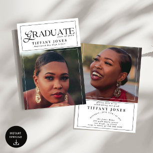 Modern Graduate Magazine Photo Graduation Party Invitation