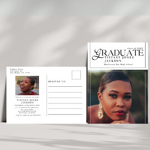 Modern Graduate Magazine Photo Graduation Party Postcard