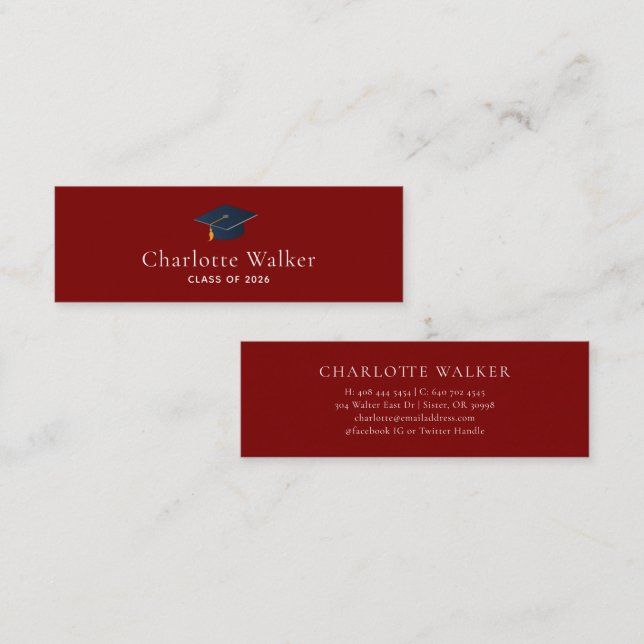 Modern Graduate Networking & Name Calling Card (Front/Back)