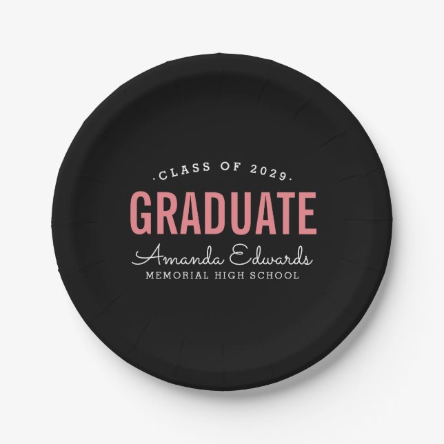 Modern Graduate Personalised Graduation Party Paper Plate (Front)