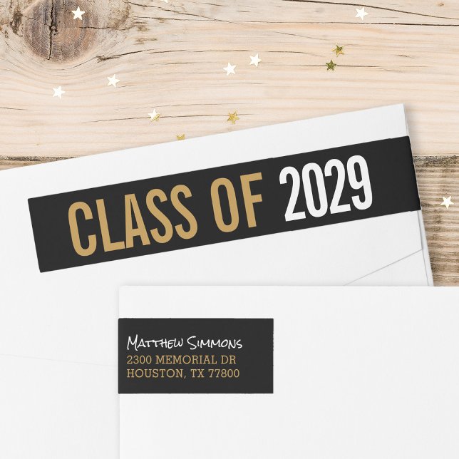 Modern Graduate Personalized Return Address Wrap Around Label (Creator Uploaded)