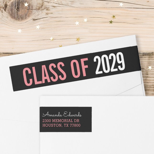 Modern Graduate Personalized Return Address Wrap Around Label (Creator Uploaded)