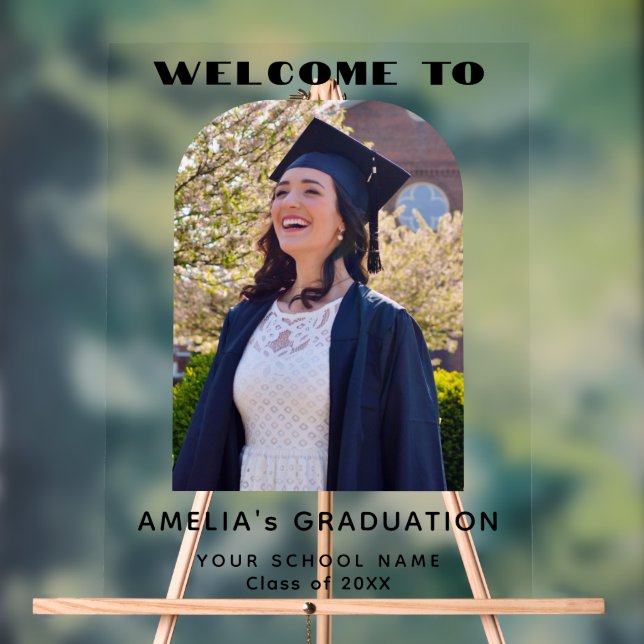 Modern Graduate Photo Arch Welcome  Acrylic Sign (Neutral)