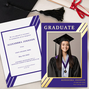 Modern Graduate Photo Blue and Gold