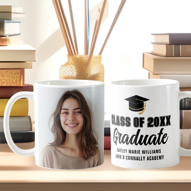 Modern Graduate Photo Class of 2025 Graduation Coffee Mug (Creator Uploaded)