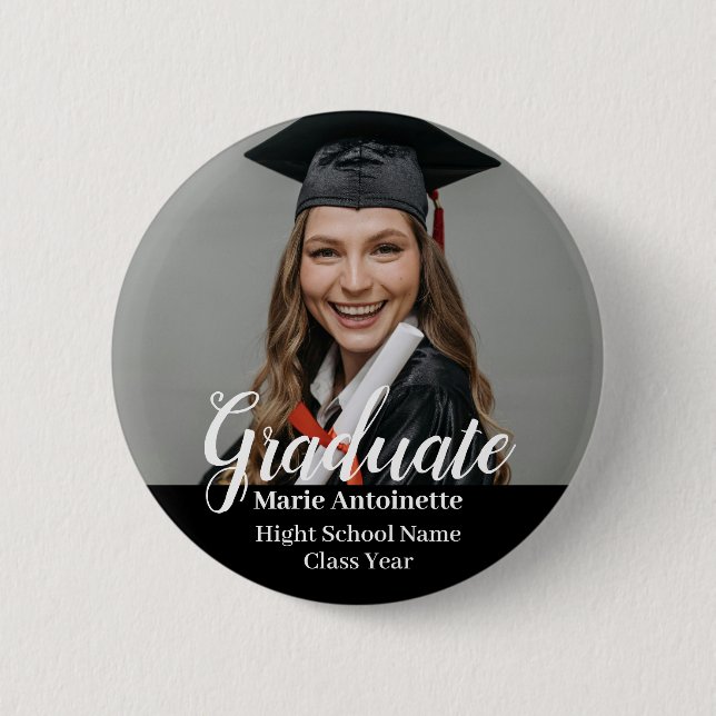 Modern Graduate Photo Class Year Graduation 6 Cm Round Badge (Front)