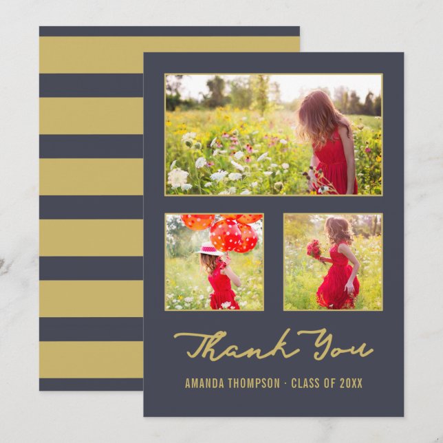 Modern Graduate photo collage thank you Announceme Announcement (Front/Back)