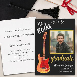 Modern Graduate Photo Cool Music Graduation Party Invitation