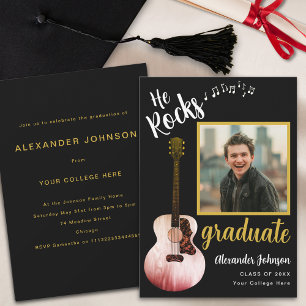 Modern Graduate Photo Cool Music Graduation Party Invitation