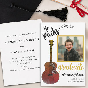 Modern Graduate Photo Cool Music Graduation Party Invitation