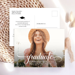 Modern Graduate Photo Graduation Announcement Postcard