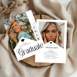 Modern Graduate Photo Graduation Party Ribbon  Invitation