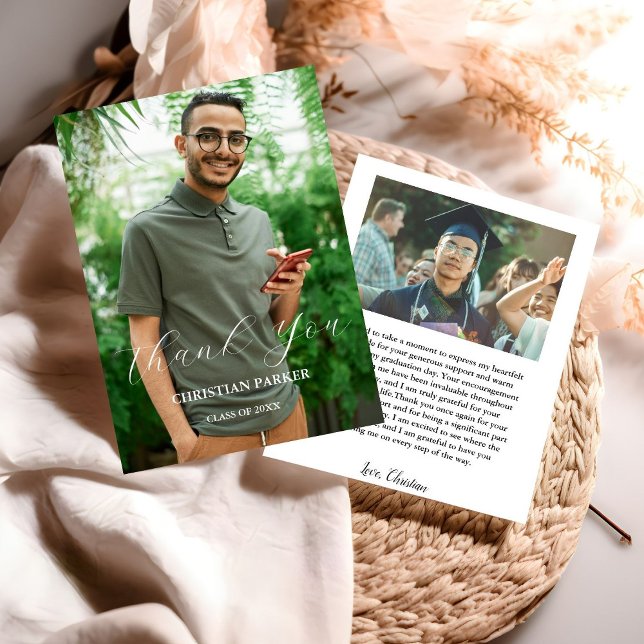 Modern Graduate Photo Graduation Thank You Card (Creator Uploaded)