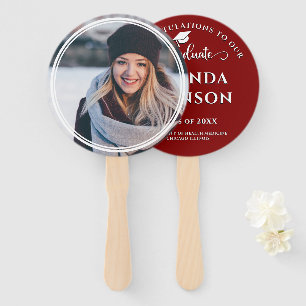 Modern Graduate Photo Maroon Graduation  Hand Fan