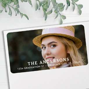 Modern Graduate Photo Personalised Return Address  Label