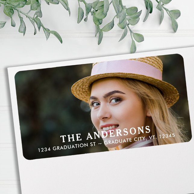 Modern Graduate Photo Personalised Return Address  Label (Creator Uploaded)