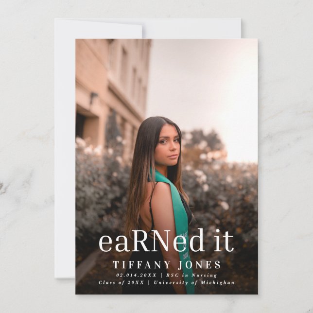 Modern Graduate Photo RN Nurse Graduation Party  Invitation (Front)