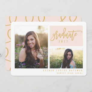 modern graduate photo script colourful invitation