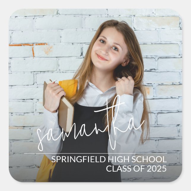 Modern Graduate Photo Square Sticker (Front)
