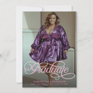 Modern Graduate Pink 2 Photos Graduation Party Invitation