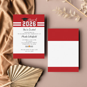 Modern Graduate Red White Simple Graduation Card