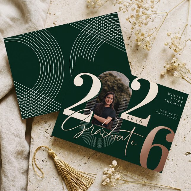 Modern Graduate Script 2025 Concentric Arch Photo (Modern Graduate Script 2026 Concentric Arch Photo Foil Invitation)