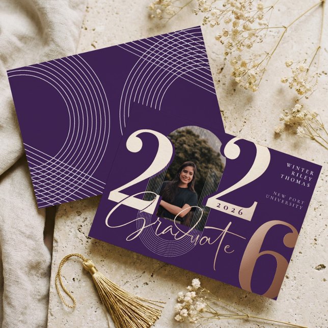 Modern Graduate Script 2025 Concentric Arch Photo (Modern Graduate Script 2026 Concentric Arch Photo Foil Invitation)