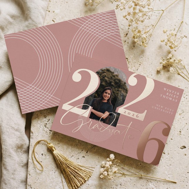 Modern Graduate Script 2025 Concentric Arch Photo (Modern Graduate Script 2026 Concentric Arch Photo Foil Invitation)