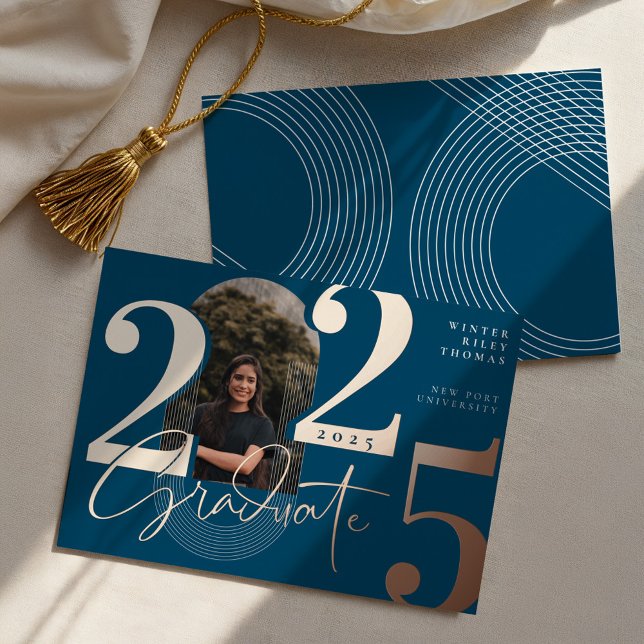 Modern Graduate Script 2025 Concentric Arch Photo (Modern Graduate Script 2025 Concentric Arch Photo Foil Invitation)