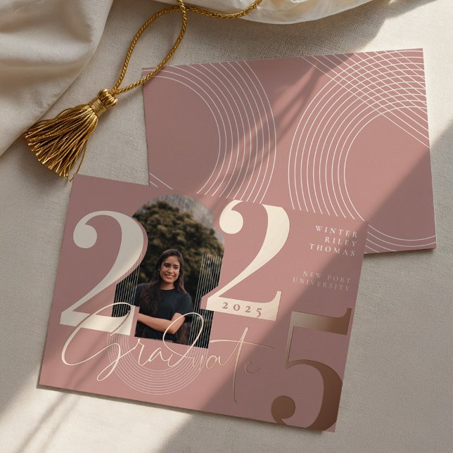 Modern Graduate Script 2025 Concentric Arch Photo (Modern Graduate Script 2025 Concentric Arch Photo Foil Invitation)