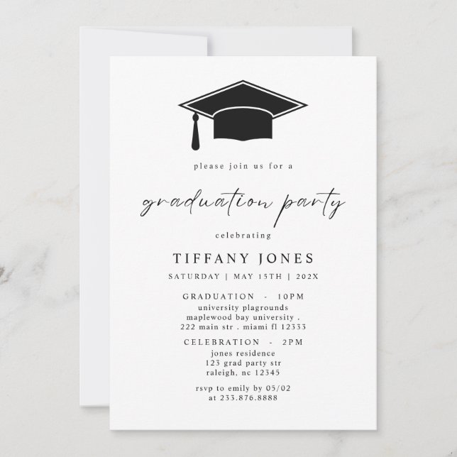 Modern Graduate Script Photo  Graduation Party  Invitation (Front)