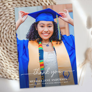 Modern Graduate Simple Custom Photo Graduation Thank You Card