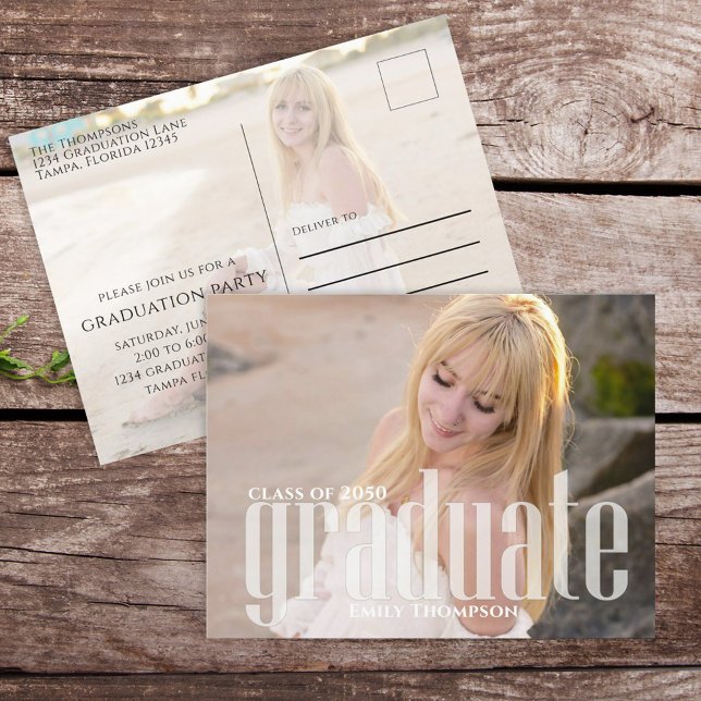 Modern Graduate Simple Photo Template Minimalist Postcard (Creator Uploaded)