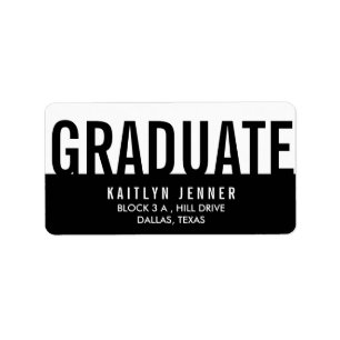 Modern Graduate Typography Black And White Chic Label