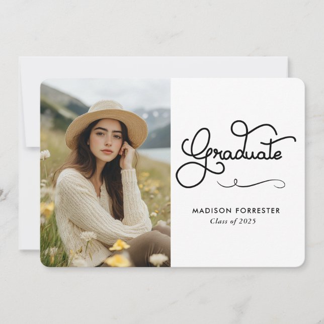  Modern Graduate Typography Script Invitation (Front)