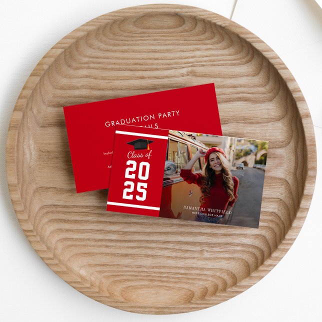 Modern Graduation 2025 Photo Party Enclosure Card (Graduation 2025 Photo Enclosure Card Red)
