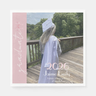 Modern Graduation 2026 Light Pink Bow Photo Napkin